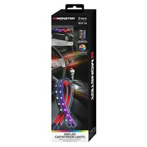 Monster RGB LED Car Interior Lights 2-Pack 10.5" Multicolor Strips with Remote